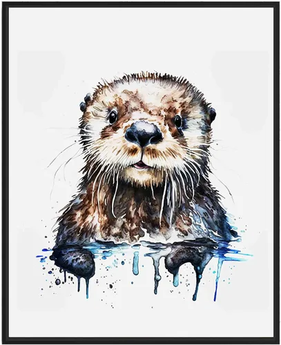 Vista 39 de WIldlife - Póster impreso de pez pescador, impresiones abstractas de animales de acuarela, obras de arte de naturaleza para sala de estar