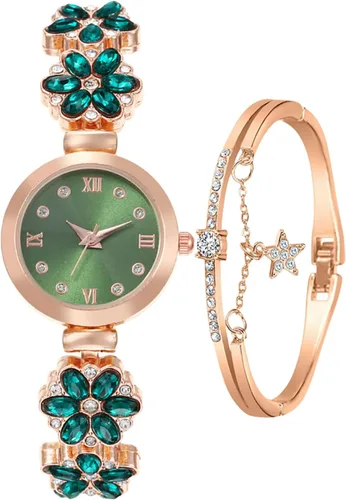 Vista 12 de ADSBIAOYE Reloj de pulsera para mujer, artículo de moda, reloj de cuarzo impermeable con forma de flor