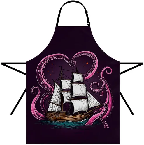 Vista 17 de Moslion Apron 31x27 Inch Kitchen Chef Waitress Cook Aprons Bib with Adjustable Neck for Women Men Delantal-a02