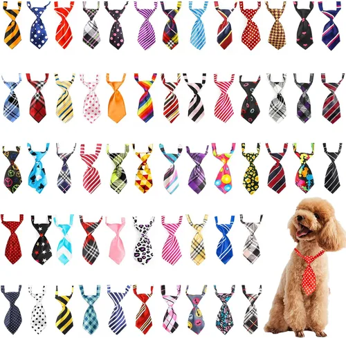 Vista 10 de Segarty Pajaritas para perros a granel, paquete de 40 lazos para perros, collares para cachorros, corbatines ajustables para perros pequeños, Varied