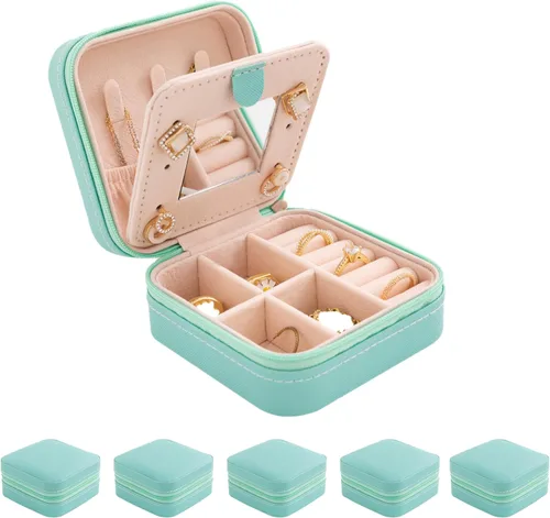 Vista 11 de KElofoN Estuche de viaje para joyas Caja de viaje para joyas Organizador de joyas de viaje Pequeño estuche organizador de joyas para niñas y mujeres