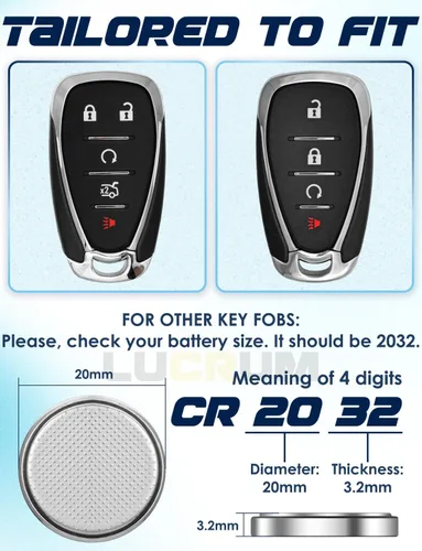 Vista 2 de Batería de repuesto para llavero Chevy y GMC – 2 unidades CR2032 para Silverado Equinox Malibu Traverse Cruze Acadia Terrain Impala Trax Tahoe Yukon