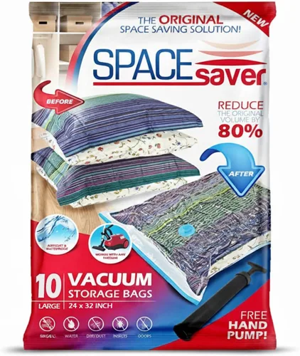 Vista 9 de Spacesaver - Bolsas de almacenamiento al vacío medianas para edredones, mantas y ropa, bolsas de compresión selladas al vacío con bomba de mano