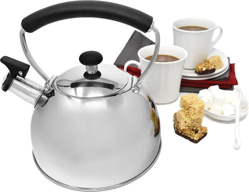 Vista 6 de Norpro Hervidor de té silbante de acero inoxidable 8.5" x 7.875" x 7.875