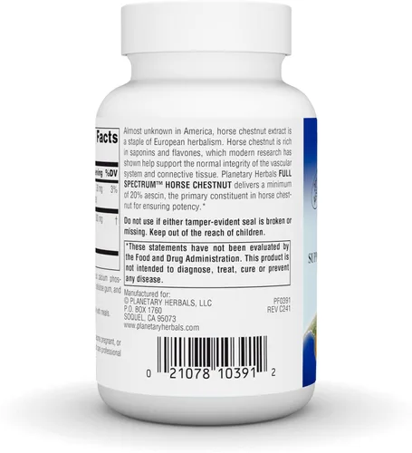 Vista 4 de Planetary Herbals Castaño de Indias Full Spectrum, 500 mg - 120 Tabletas