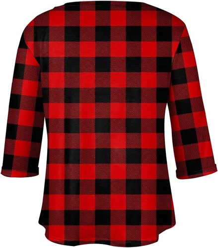 Vista 3 de Camisas para mujer, talla grande, estampado, manga 34, cuello redondo, sudaderas para ocultar el vientre