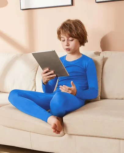 Vista 4 de MRIGNT Ropa interior térmica para niños, conjunto de pantalones largos térmicos con camisa y pantalones