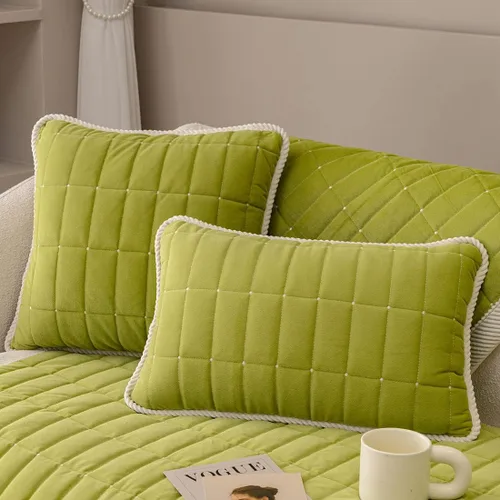 Vista 10 de vctops Funda de sofá acolchada de terciopelo con diseño de cuadros supersuave y antideslizante para sofá seccional, funda de sofá de estilo granja