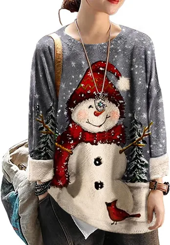 Vista 22 de YESNO Suéter de Navidad para mujer, estampado gráfico, suéteres de gran tamaño, casuales, sueltos, de punto, S01 Floral 064