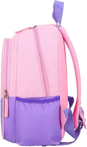 Vista 5 de Mochila de viaje preescolar de 11 pulgadas para niños pequeños (unicornio rosa y morado)