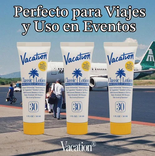 Vista 5 de Vacation Mini Classic Protector Solar SPF 30, Resistente al Agua, Loción Bronceadora a Granel, Regalos de Despedida de Soltera, Imprescindibles