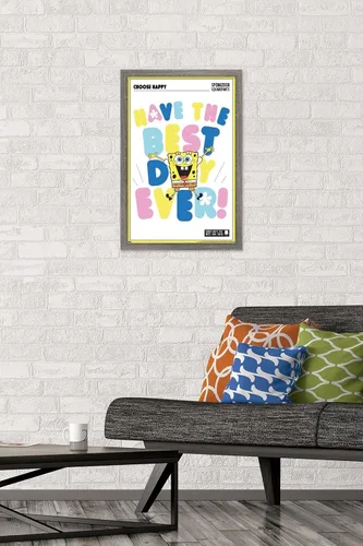 Vista 2 de Trends International Nickelodeon Bob Esponja - Póster de pared con texto en inglés «Choose Happy Wall», 22.4 pulgadas de largo x 14.7 pulgadas