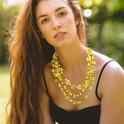 Vista 8 de Generic Collar de estilo retro bohemio para mujer, cuentas de madera tejidas a mano con dijes de concha, joyería de moda para mujeres y niñas