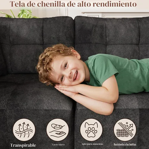 Vista 9 de Squireewo Sofá seccional modular de 110" con asiento profundo, sofá en forma de L sin costuras tapizado en forma de nube con otomano convertible