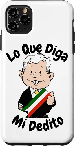Vista 13 de Funda para iPhone 16 Lo Que Diga Mi Dedito Divertida Caricatura AMLO Amlito México 4T