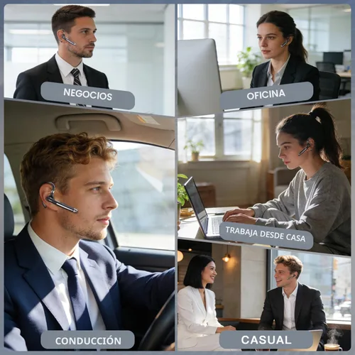 Vista 8 de Boytond Auriculares Bluetooth V6.1, auriculares inalámbricos de 100 horas de conversación con micrófono para trabajo, CVC8.0 con cancelación