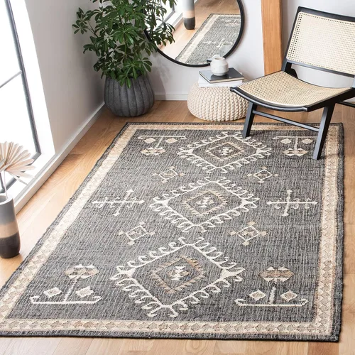 Vista 25 de SAFAVIEH Kilim Collection - Alfombra decorativa de 2 x 3 pies, color negro y marfil, yute de tejido plano hecho a mano, ideal para zonas de alto