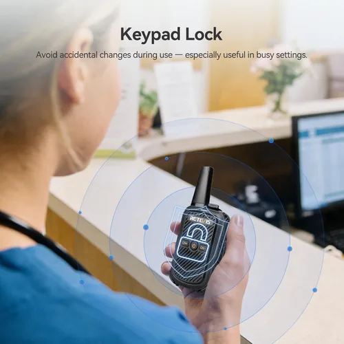 Vista 9 de Retevis Walkie Talkies RT15 de largo alcance, mini walkie talkie de carga rápida, USB de carga rápida, radios recargables de 2 vías para adultos
