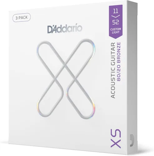 Vista 8 de D'Addario Cuerdas para guitarra acústica, XS 80/20 bronce con recubrimiento, XSABR1256, calibre ligero arriba/medio abajo 12-56, juego de 6 cuerdas
