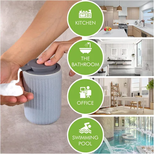 Vista 3 de Dispensador de espuma – Dispensador de bomba de mano beige, dispensador de jabón espumoso, dispensador de líquido de cerámica para cocina, baño