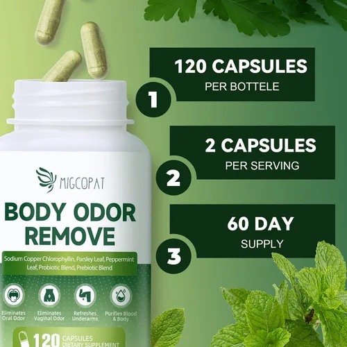 Vista 7 de Suplemento desodorizante corporal de clorofila con 10 mil millones de UFC probióticos, vitamina C y E, perejil, menta, té verde, prebióticos