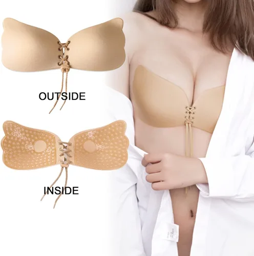 Vista 3 de Sticky Bra 2 Pairs Invisible Adhesive Push Up Bra Backless Strapless Bra Cotton Stick On Bra for Backless Dress