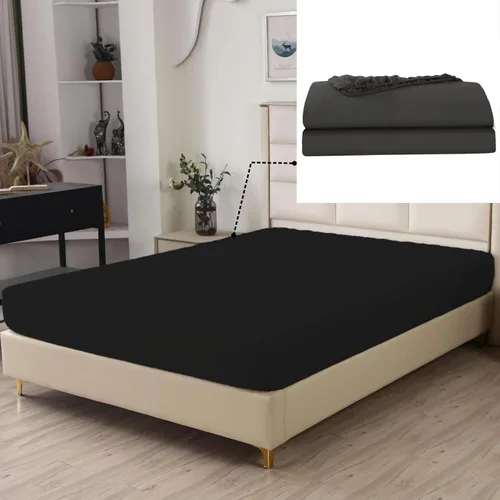 Vista 22 de SDIII Paquete de 2 sábanas ajustadas negras individuales, sábanas ajustadas de microfibra cepillada de calidad hotelera, sábanas de bolsillo