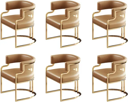 Vista 42 de Sillas de comedor de cocina para interiores, silla lateral tapizada para el hogar, silla con brazo de respaldo bajo, silla de comedor con piel