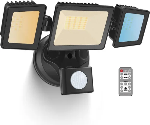 Vista 9 de ALUSSO Luces para exteriores con sensor de movimiento cableadas (no solares), luces de inundación de 40 W 4500 lm para exteriores 120 V, 3 modos