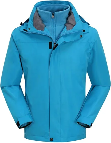 Vista 12 de Chaqueta de esquí 3 en 1 para hombre, impermeable, abrigo de nieve de invierno, resistente al viento, con capucha con forro polar cálido
