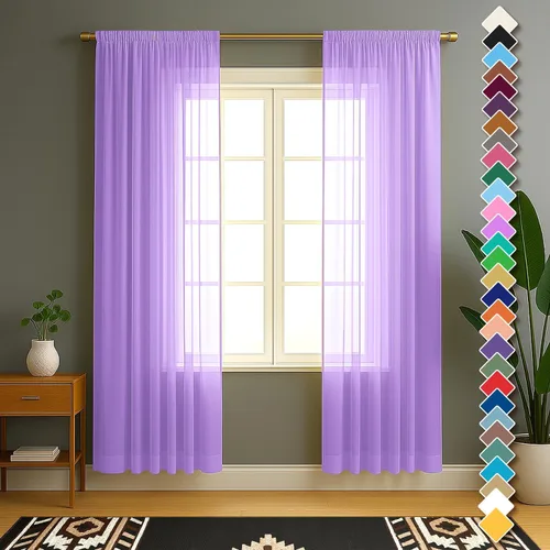 Vista 65 de YHSF Cortinas traslúcidas – Juego de 2 paneles para decoración del hogar – Elegantes cortinas de gasa sólida con bolsillo para barra