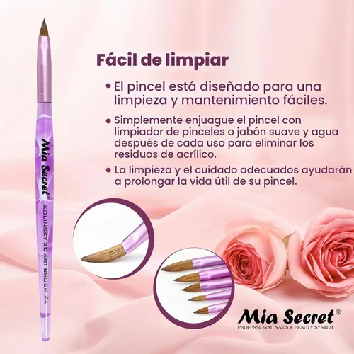 Vista 6 de Mia Secret Kolinsky - Pincel de arte (4 tamaños, morado, arte de uñas 3D)
