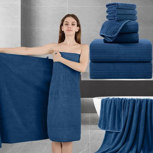 Vista 50 de Juego de toallas de baño de 8 piezas 2 toallas de baño grandes de gran tamaño, 2 toallas de mano y 4 paños Juego de toallas de baño ultrasuaves