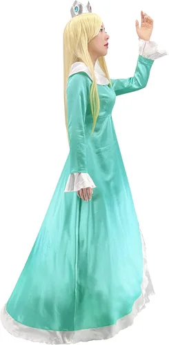 Vista 4 de Disfraz de princesa melocotón de Super Brothers para mujer, vestido de cosplay de Halloween