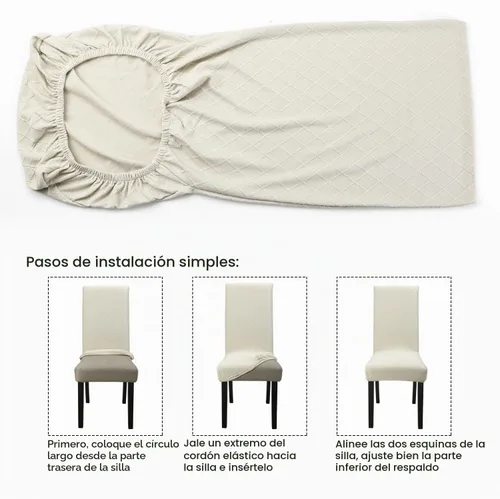 Vista 5 de Fundas para silla de comedor Yisun, fundas elásticas para silla de comedor, funda protectora para silla de comedor, mezcla de poliéster, Beige