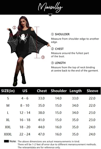Vista 6 de Maisolly Women's Cold Shoulder Halloween Bat Wings Costume Dress