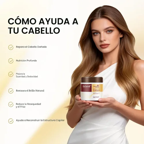 Vista 3 de Karseell Tratamiento capilar con colágeno, reparación profunda, acondicionador, aceite de argán, colágeno para el cabello, esencia para cabello seco
