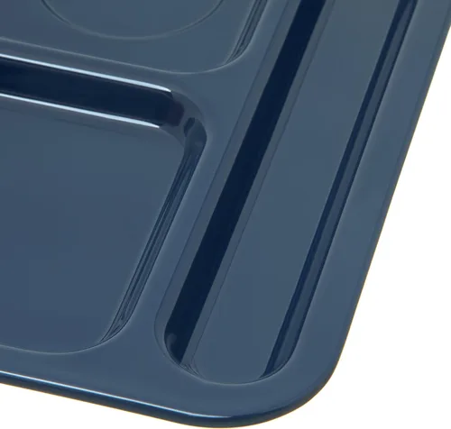 Vista 3 de Carlisle FoodService Products Bandeja de plástico para comida diestra con 4 compartimentos para escuelas, cafeterías y comedores, melamina, 10 x Azul