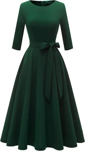 Vista 16 de DRESSTELLS Vestidos de cóctel para mujer, vestido vintage de boda para Negro