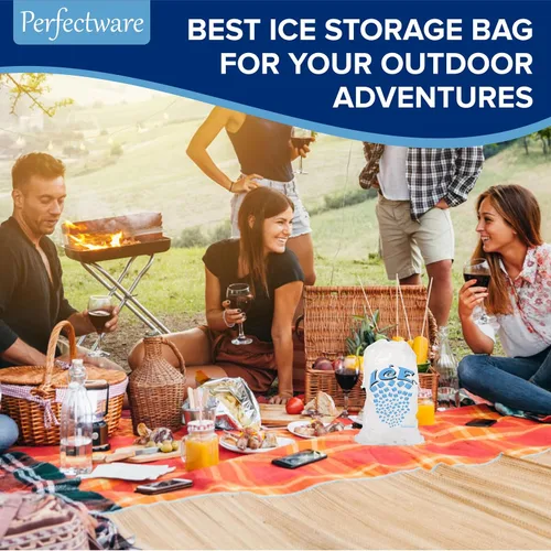 Vista 6 de Perfectware - Bolsas de hielo con cordón de 5 libras con asa de hilo de algodón - Paquete de 50