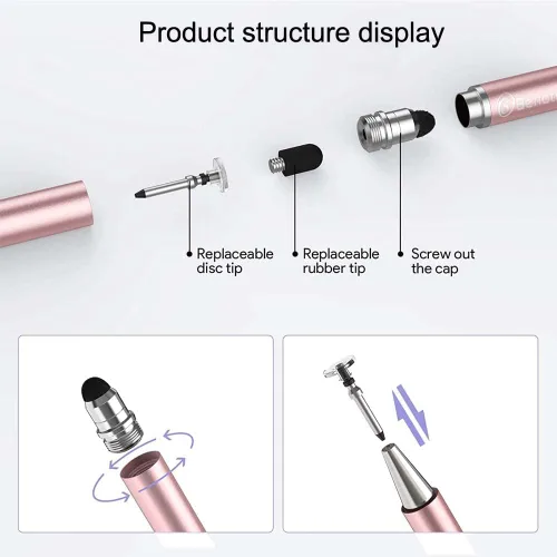 Vista 3 de Bolígrafos capacitivos para pantallas táctiles, bolígrafos de estilistas 2 en 1, pantallas táctiles universales para iPad, iPhone, tabletas, Samsung