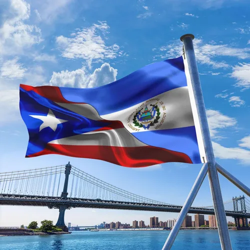 Vista 7 de Banderas para exteriores de 5 x 8 pies, bandera de Puerto Rico y El Salvador y Puerto Rico, banderas de impresión de doble cara de 5 x 8 pies