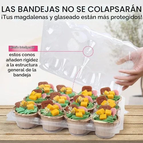 Vista 4 de LotFancy 12 unidades x 5 juegos de recipientes para cupcakes, cajas