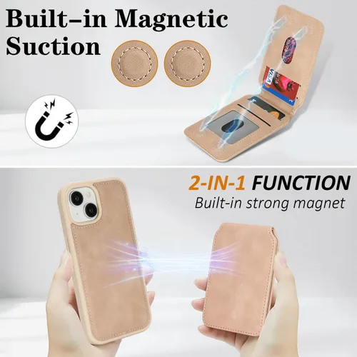 Vista 4 de Havaya Funda MagSafe compatible con iPhone 14 Pro Max con tarjetero - Funda magnética desmontable 2 en 1 - Ranuras para tarjetas de crédito de carga