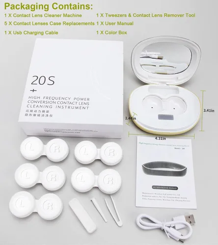 Vista 7 de ofone Limpiador de lentes de contacto, máquina ultrasónica de limpieza de lentes de contacto con cargador USB, pantalla de temporizador y kit de 5
