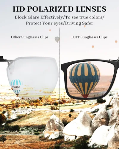 Vista 3 de LUFF Polarized/Night Vision Clip on Sunglasses/Myopia Glasses for Driving Black-Yellow