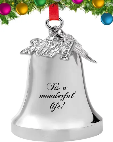 Vista 8 de FKOG 2025 Adorno de Campana de Navidad It's A Wonderful Life, Campana Plateada para Árbol de Navidad y Adorno de Campana de Trineo, Regalos