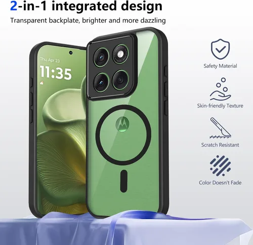 Vista 169 de Funda magnética transparente compatible con Xiaomi 17T, color negro 2 en 1 PC + TPU cubierta de teléfono a prueba de golpes, carcasa protectora