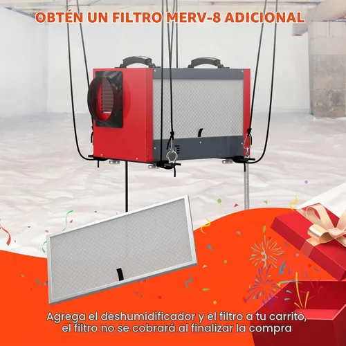 Vista 2 de Abestorm - Deshumidificador Energy Star de 120 pintas con manguera de drenaje para espacio de arrastre Rojo