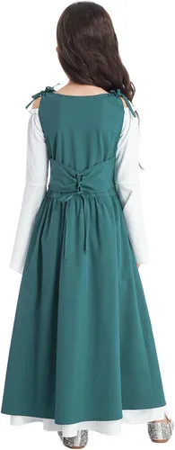 Vista 2 de zdhoor Disfraz medieval para niñas, vestido renacentista, vestido largo vintage, vestido de baile, traje de fiesta de Halloween